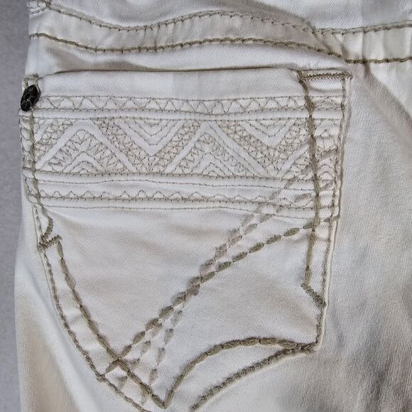Union Bay Pants Size 5 Beige Low Rise Flared Stretch Y2K Tan White Juniors - Picture 7 of 8